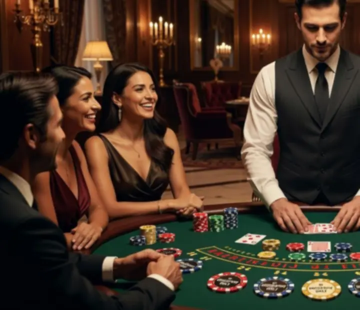 Blackjack stůl na soukromém kasinovém večírku