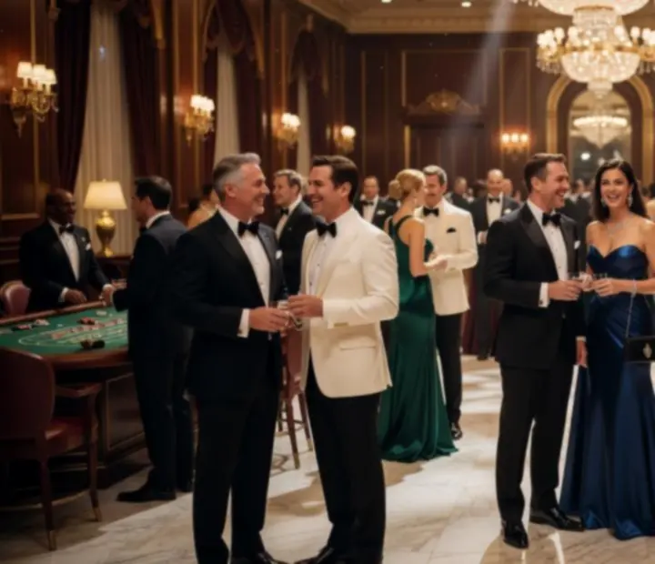Hosté v elegantním dress codu během gala kasinového večera