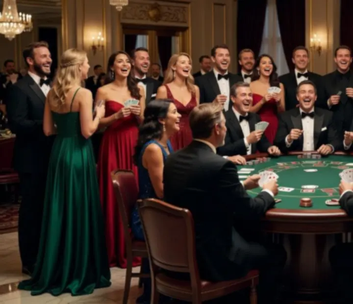 Hosté u pokerového stolu během společenského večera